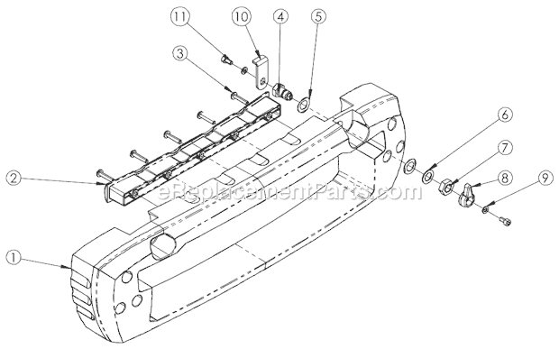 Assy Front Endcap Diagram and Parts List for TX3  Barranca Diamond Tile Saw